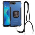 For OPPO A1k Aluminum Alloy + TPU Phone Case with Lanyard(Blue) - 1