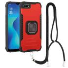 For OPPO A1k Aluminum Alloy + TPU Phone Case with Lanyard(Red) - 1