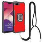 For OPPO A3s / C1 / A5 / A12e Aluminum Alloy + TPU Phone Case with Lanyard(Red) - 1