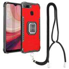 For OPPO A7 / A5S / A12 / A11K / F9 Aluminum Alloy + TPU Phone Case with Lanyard(Red) - 1