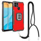 For OPPO A15 / A15S Aluminum Alloy + TPU Phone Case with Lanyard(Red) - 1