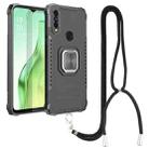 For OPPO A31 / A8 Aluminum Alloy + TPU Phone Case with Lanyard(Black) - 1