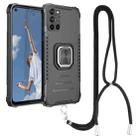 For OPPO A52 / A92 / A72 Aluminum Alloy + TPU Phone Case with Lanyard(Black) - 1