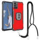 For OPPO A52 / A92 / A72 Aluminum Alloy + TPU Phone Case with Lanyard(Red) - 1