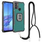 For OPPO A53 2020 / A32 Aluminum Alloy + TPU Phone Case with Lanyard(Green) - 1