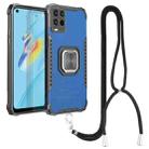 For OPPO A54 4G Aluminum Alloy + TPU Phone Case with Lanyard(Blue) - 1