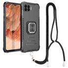 For OPPO A73 Aluminum Alloy + TPU Phone Case with Lanyard(Black) - 1