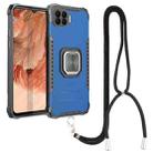 For OPPO A73 Aluminum Alloy + TPU Phone Case with Lanyard(Blue) - 1