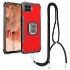 For OPPO A73 Aluminum Alloy + TPU Phone Case with Lanyard(Red) - 1