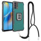 For OPPO A74 4G Aluminum Alloy + TPU Phone Case with Lanyard(Green) - 1