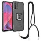 For OPPO A93 5G / A74 5G / A54 5G Aluminum Alloy + TPU Phone Case with Lanyard(Black) - 1