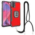 For OPPO A93 5G / A74 5G / A54 5G Aluminum Alloy + TPU Phone Case with Lanyard(Red) - 1