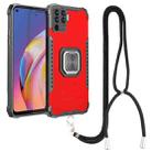 For OPPO A94 4G / Reno5 Lite / F19 Pro / Reno5 F Aluminum Alloy + TPU Phone Case with Lanyard(Red) - 1