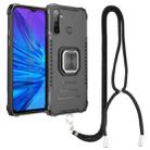 For OPPO Realme 5 Aluminum Alloy + TPU Phone Case with Lanyard(Black) - 1