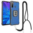 For OPPO Realme 5 Aluminum Alloy + TPU Phone Case with Lanyard(Blue) - 1
