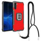 For OPPO Realme 6 Aluminum Alloy + TPU Phone Case with Lanyard(Red) - 1