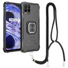 For OPPO Realme 8 Pro Aluminum Alloy + TPU Phone Case with Lanyard(Black) - 1