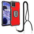 For OPPO Realme 8 Pro Aluminum Alloy + TPU Phone Case with Lanyard(Red) - 1