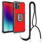 For OPPO Realme C11 Aluminum Alloy + TPU Phone Case with Lanyard(Red) - 1