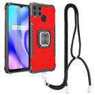 For OPPO Realme C15 / C12 / C25 Aluminum Alloy + TPU Phone Case with Lanyard(Red) - 1