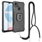 For OPPO Realme C20 / C21 / C11 / C11 2021 Aluminum Alloy + TPU Phone Case with Lanyard(Black) - 1