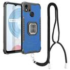 For OPPO Realme C20 / C21 / C11 / C11 2021 Aluminum Alloy + TPU Phone Case with Lanyard(Blue) - 1