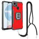 For OPPO Realme C20 / C21 / C11 / C11 2021 Aluminum Alloy + TPU Phone Case with Lanyard(Red) - 1