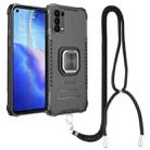 For OPPO Reno5 Aluminum Alloy + TPU Phone Case with Lanyard(Black) - 1