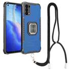 For OPPO Reno5 Aluminum Alloy + TPU Phone Case with Lanyard(Blue) - 1
