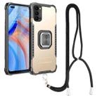 For OPPO Reno4 5G / 4G Aluminum Alloy + TPU Phone Case with Lanyard(Gold) - 1