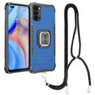 For OPPO Reno4 5G / 4G Aluminum Alloy + TPU Phone Case with Lanyard(Blue) - 1