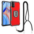 For OPPO Reno4 5G / 4G Aluminum Alloy + TPU Phone Case with Lanyard(Red) - 1