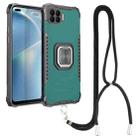 For OPPO Reno4 F Aluminum Alloy + TPU Phone Case with Lanyard(Green) - 1