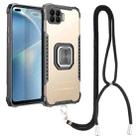 For OPPO Reno4 F Aluminum Alloy + TPU Phone Case with Lanyard(Gold) - 1