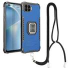 For OPPO Reno4 F Aluminum Alloy + TPU Phone Case with Lanyard(Blue) - 1