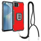 For OPPO Reno4 F Aluminum Alloy + TPU Phone Case with Lanyard(Red) - 1