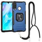 For Huawei P30 Lite / nova 4e Aluminum Alloy + TPU Phone Case with Lanyard(Blue) - 1