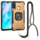 For Huawei P30 Lite / nova 4e Aluminum Alloy + TPU Phone Case with Lanyard(Gold) - 1