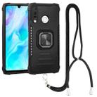 For Huawei P30 Lite / nova 4e Aluminum Alloy + TPU Phone Case with Lanyard(Black) - 1