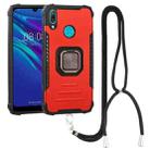 For Huawei Y7 2019 / Y7 Prime 2019 Aluminum Alloy + TPU Phone Case with Lanyard(Red) - 1
