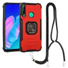 For Huawei Y7p / P40 Lite E Aluminum Alloy + TPU Phone Case with Lanyard(Red) - 1