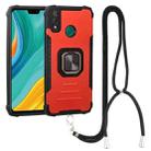 For Huawei Y8s Aluminum Alloy + TPU Phone Case with Lanyard(Red) - 1