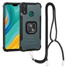 For Huawei Y8s Aluminum Alloy + TPU Phone Case with Lanyard(Green) - 1