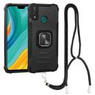 For Huawei Y8s Aluminum Alloy + TPU Phone Case with Lanyard(Black) - 1