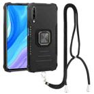 For Huawei Y9s Aluminum Alloy + TPU Phone Case with Lanyard(Black) - 1