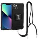 For iPhone 13 mini Lanyard Aluminum TPU Case (Black) - 1