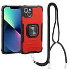 For iPhone 13 mini Lanyard Aluminum TPU Case (Red) - 1