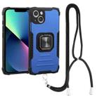 For iPhone 13 mini Lanyard Aluminum TPU Case (Blue) - 1