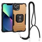 For iPhone 13 mini Lanyard Aluminum TPU Case (Gold) - 1