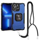 For iPhone 13 Pro Lanyard Aluminum TPU Case (Blue) - 1